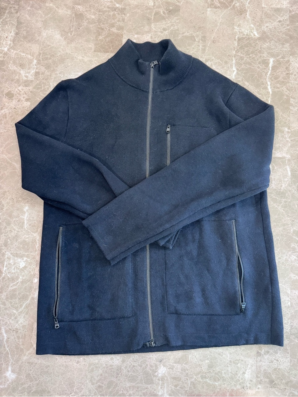 Banana Republic Men's Size L Navy Blue Full Zip Sweater Cardigan Fleece Jacket
